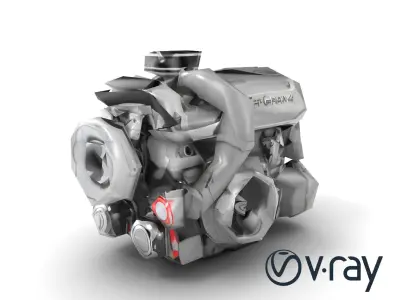 Turbocharged Inline-4 Engine Compact Design model pack Low-poly 3D model