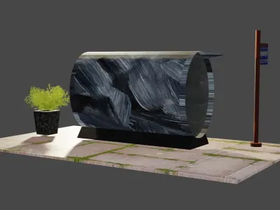 Bus Stop Low-poly 3D model Free low-poly 3D model