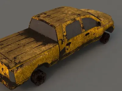 destroyed cars Low-poly 3D model