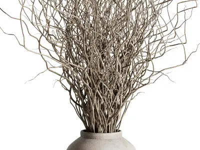 Dried branches with concrete vase  bouquet 21 3D model