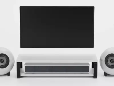 TV Unit with Flat Screen and Sound System V6 - Home Cinema Low-poly 3D model