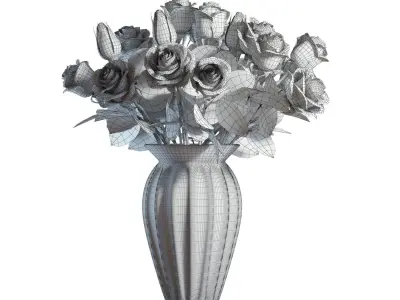 Flower Set 04 - White Roses Bouquet 3D model