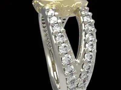 engraving halo ring  center gem 6 mm  3D print model