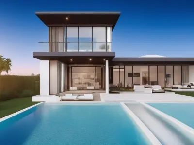 Luxury Oasis - Stunning Mansion with Pool Low-poly 3D model