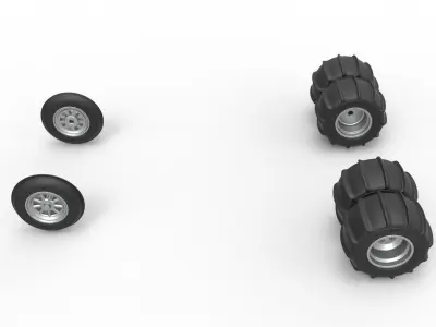 Wheel Set of water pumper Sand buggy Version 1 Scale 1 to 25 3D print model