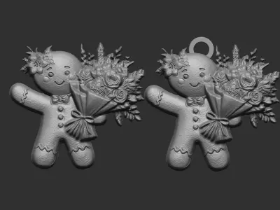 ginger cookie with flower 3  3D print model