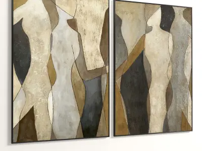 Plaster Two Photo Frame 213 Low-poly 3D model