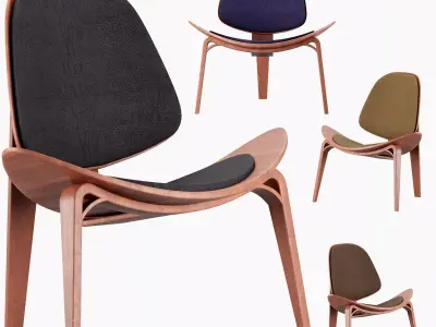 red wood chair 3D model