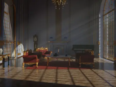 Classic Living Room 3d Scene 3D model