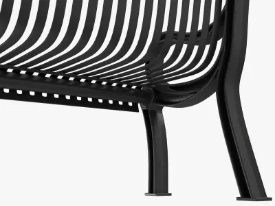 Outdoor Vertical Slat Bench with Arms 3D model