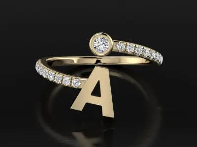 Jewelry Alphabet Diamond Ring A 3D print model