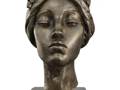 Antique Woman Head Statue - Serene Bronze Bust 3D Model Low-poly 3D model