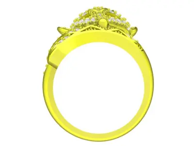Artistic Floral Leaf Diamond Ring 3D Model for Women  4333 3D print model