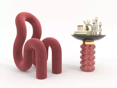 Modern Coffee Table and Chair 6 3D model