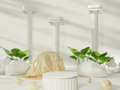 White podium stand and classic roman element  3D model
