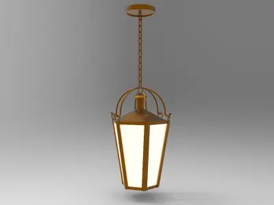 lantern J pendant light hanging from chain 3D model