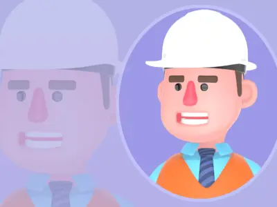 Stylized 3D Male Architect Character - Builder with Blueprint 3D model