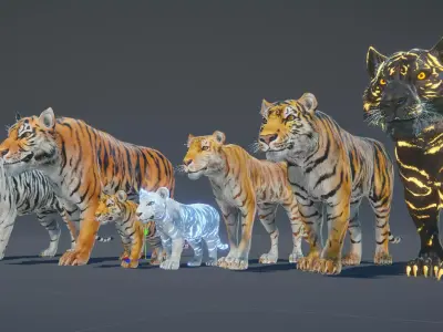 Realistic Tiger Low-poly 3D model