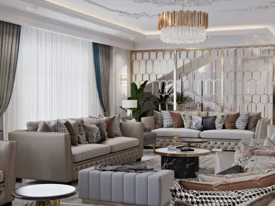 New classic interior Scene Low-poly 3D model