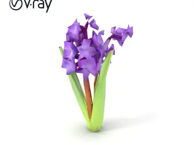 Purple Hyacinth Realistic Flower model pack Low-poly 3D model