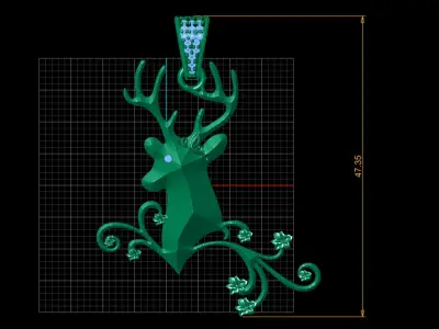 DEAR HEAD DIAMOND PENDANT 3D PRITABLE MODEL 3D print model