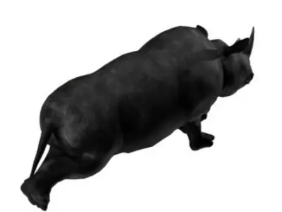 Rhino Rigged and Animated Low-poly 3D model