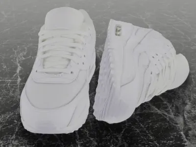 NIKE AIR MAX 90 WHITE 3D SHOES Low-poly 3D model