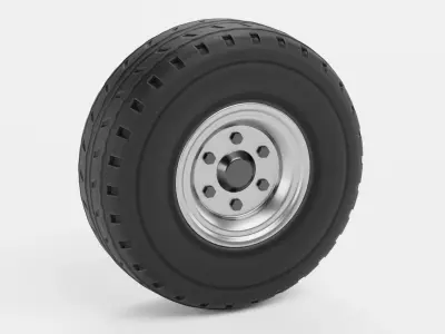 Tire V1 - Wide Automotive Wheel Low-poly 3D model