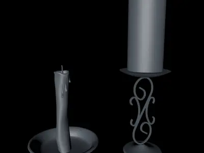 Candles with Holders 3D model