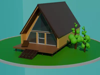 Low-Poly Forest house Low-poly 3D model