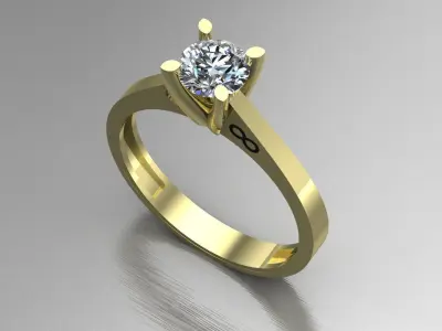Diamond Engagement Gold Ring  Free 3D print model
