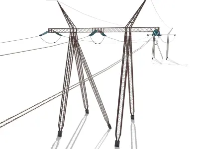 Electricity Pole 24 Weathered Low-poly 3D model