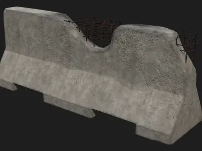 Concrete Barrier Low-poly 3D model