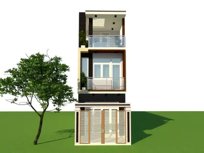 Modern style 3 storey house 3D model