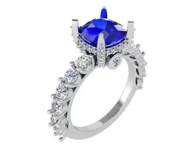 Cushion Cut Ring 3419 3D print model