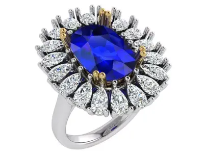 Cushion Cluster Ring 4388 3D print model