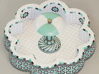 Octagonal mosaic fountain 3D model