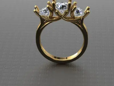 Three stone wedding ring 3D print model