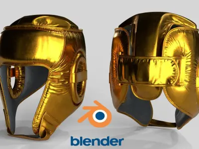 3D Boxing Training Helmet Gold Low-poly 3D model