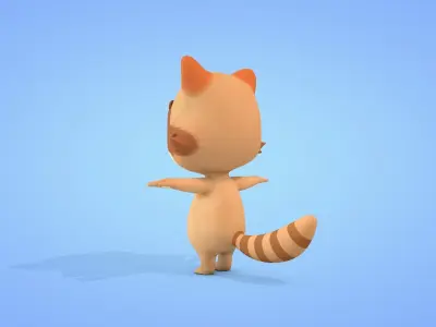 Cartoon Raccoon Low-poly 3D model