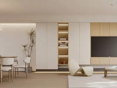 Modern living room dining room interior scenes 284 3D model
