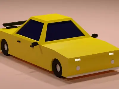 Cartoon Low Poly  Crossover Yellow Car Low-poly 3D model Low-poly 3D model
