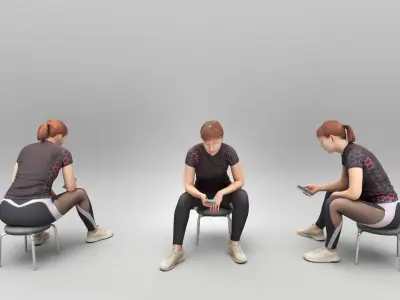 Athletic young woman using smartphone 389 Low-poly 3D model