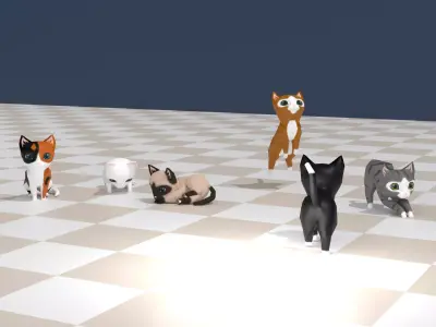 Chibi cat V1 Low-poly 3D model