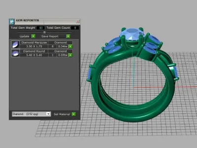 R00017 gold engagement ring with diamonds 3D print model