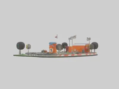 Cartoon Race Track model 3D model