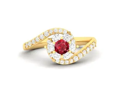 Luxury S Shape Ruby and Diamond Ring for Women 481 3D print model