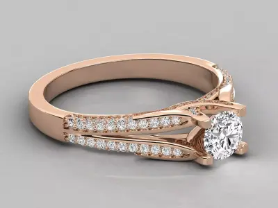 Luxury Split Shank Pave Solitaire Diamond Ring CAD Design 3D print model