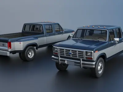 Pickup Truck F-350 Crew Cab 1983 3D print model
