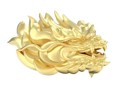 3D Printable oriental Chinese Dragon head 3D print model 3D print model